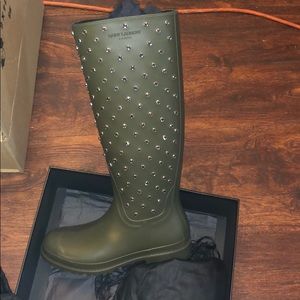 Saint Laurent Swarovski crystal rain boots. NEW!